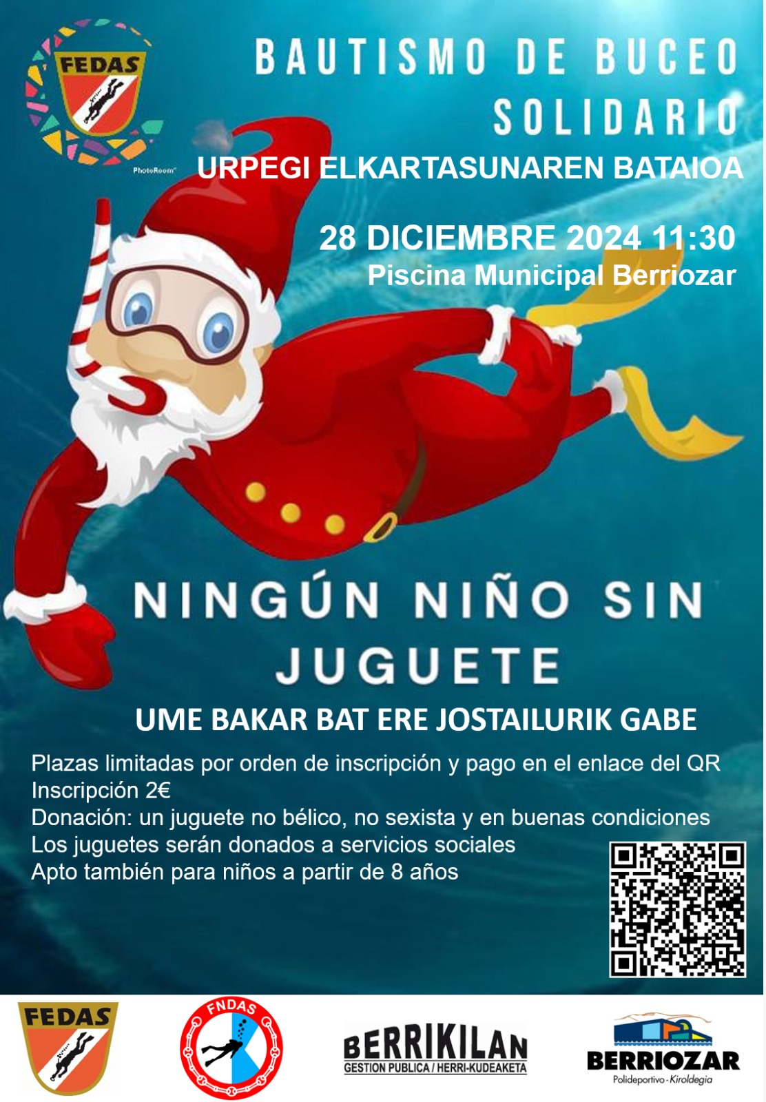 Bautismo de Buceo Solidario en Berriozar: Sum&eacute;rgete por una buena causa &iexcl;28 de diciembre!